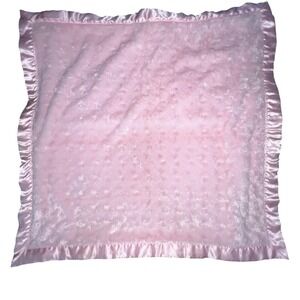 STARTING OUT ONE PINK BABY SECURITY BLANKET SATIN TRIM FAUX FUR SHERPA 29‎ X 29